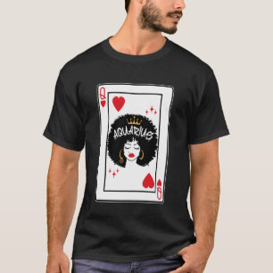 Aquarius Astrology Black Queen Hearts Blackjack Ca T-Shirt