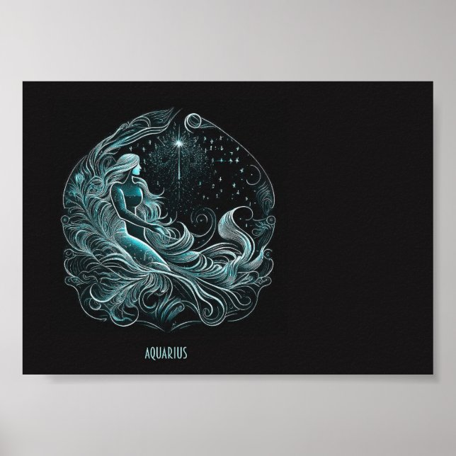Aquarius Astrology Star Designed Poster (Front)
