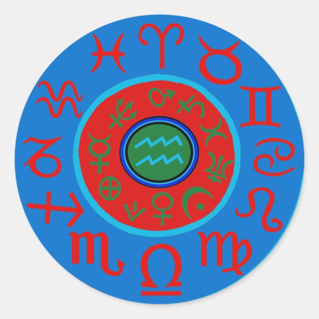 Aquarius Astrology Zodiac Classic Round Sticker (Front)