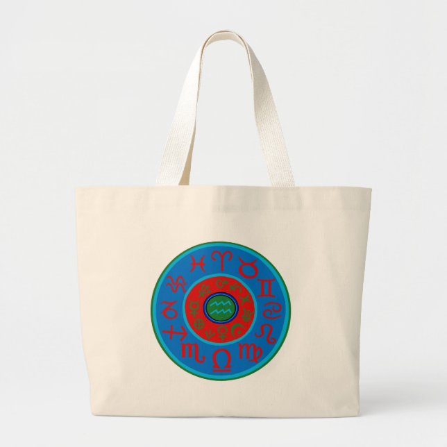 Aquarius Astrology Zodiac Large Tote Bag (Front)