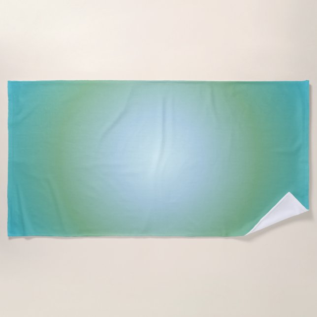 Aquarius Aura Gradient Zodiac, Blue Green Gradient Beach Towel (Front)