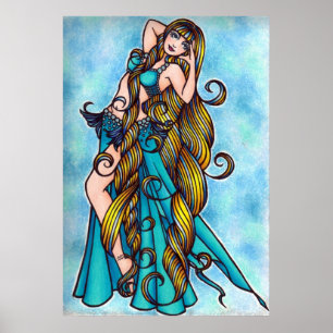 Aquarius Belly Dancer Original Art Poster