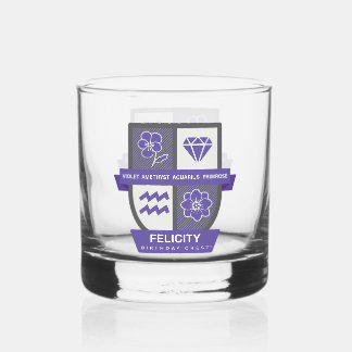 Aquarius Birthday Crest™ for February 1-18 Whiskey Glass