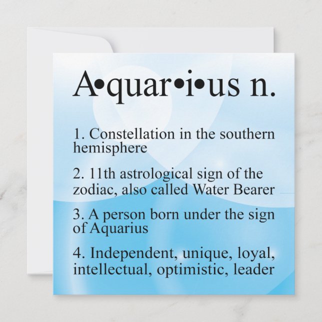 Aquarius Birthday Invitation or Birth Announcement (Front)