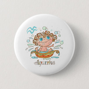 Aquarius Cartoon Baby 6 Cm Round Badge