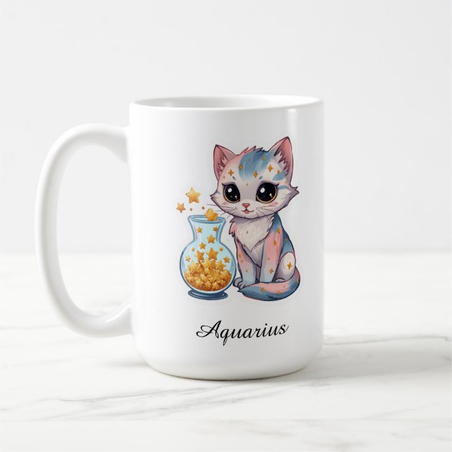 Aquarius Celestial Zodiac Mug - Pink Water Bearer (Left)