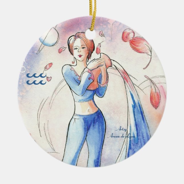 Aquarius Ceramic Tree Decoration (Front)