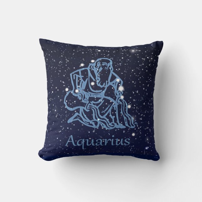 Aquarius Constellation and Zodiac Sign with Stars Cushion (Front)