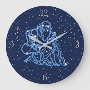 Aquarius Constellation and Zodiac Sign with Stars Large Clock