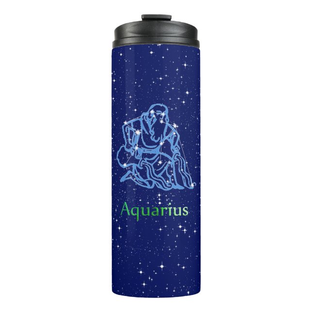 Aquarius Constellation and Zodiac Sign with Stars Thermal Tumbler (Front)