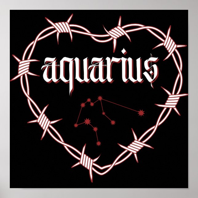 Aquarius Constellation Gothic Dark Celestial Art Poster (Front)