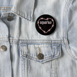 Aquarius Constellation Gothic Dark Edgy Birthday 6 Cm Round Badge