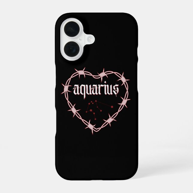Aquarius Constellation Gothic Dark Edgy Birthday iPhone 16 Case (Back)