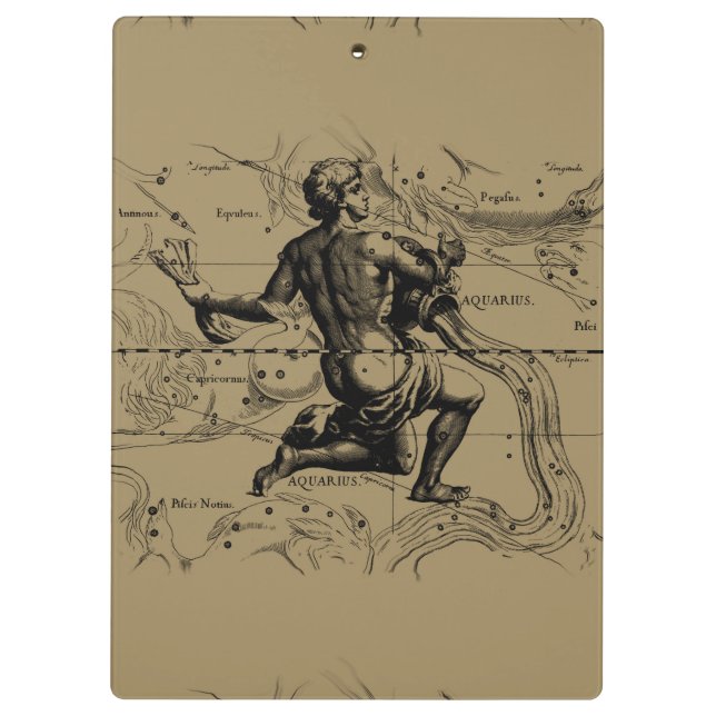 Aquarius Constellation Map by Hevelius Clipboard (Back)
