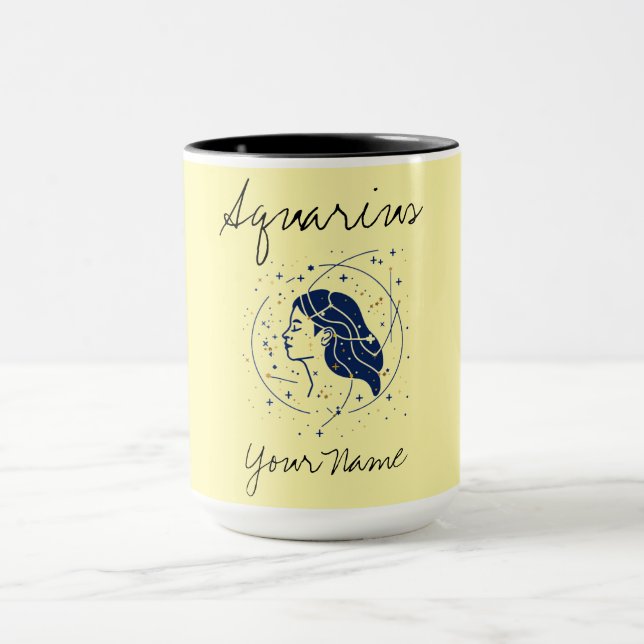 Aquarius Constellation Minimalist Line Art Mug (Center)
