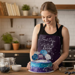 Aquarius Constellation Purple Sky Personalised Apron