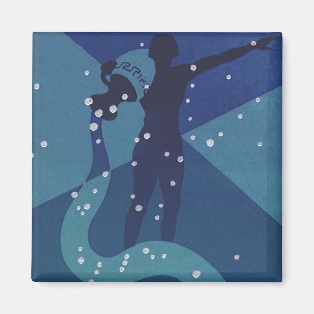 Aquarius Constellation, Vintage Zodiac Astrology Magnet (Front)