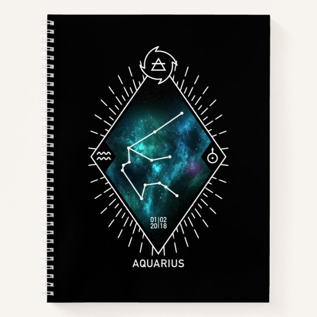 Aquarius Constellation & Zodiac Symbol Notebook (Front)