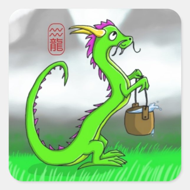 Aquarius/Dragon Square Sticker (Front)