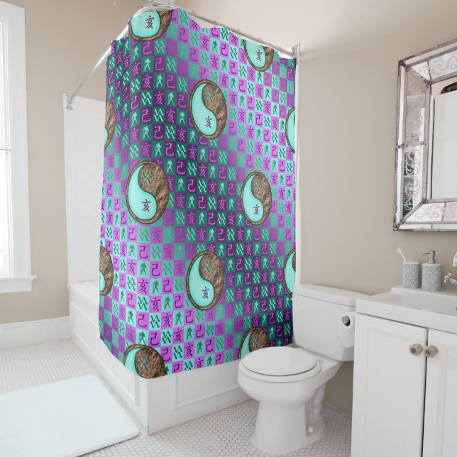 Aquarius & Earth Boar Shower Curtain (In Situ)