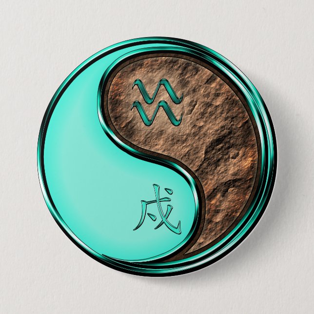Aquarius & Earth Dog 7.5 Cm Round Badge (Front)