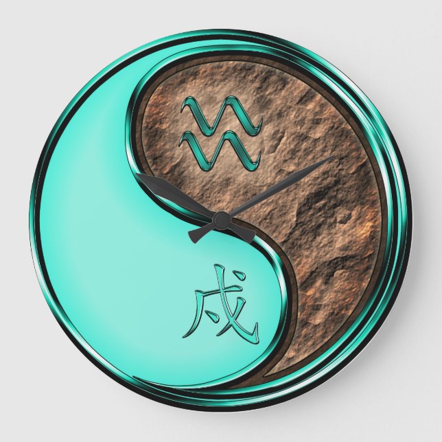 Aquarius & Earth Dog Large Clock (Front)