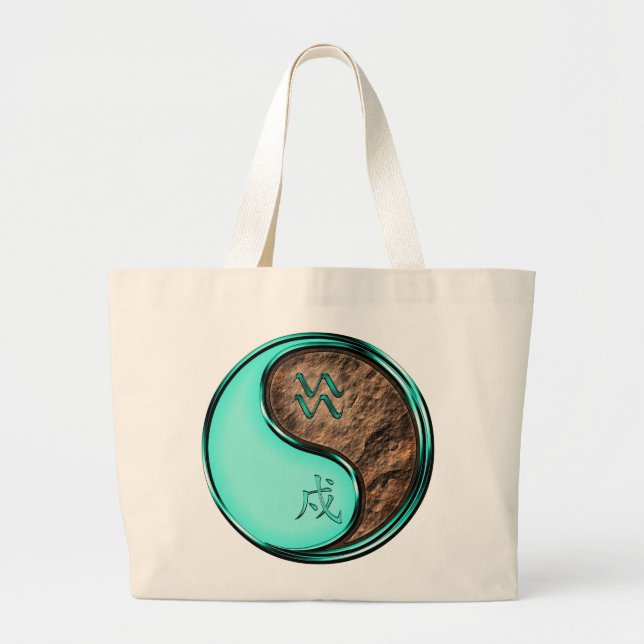Aquarius & Earth Dog Large Tote Bag (Front)