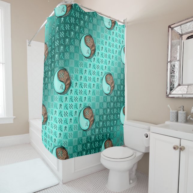 Aquarius & Earth Dog Shower Curtain (In Situ)