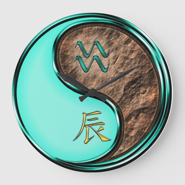 Aquarius & Earth Dragon Large Clock (Front)