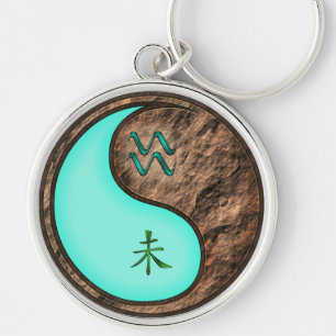Aquarius & Earth Goat Key Ring