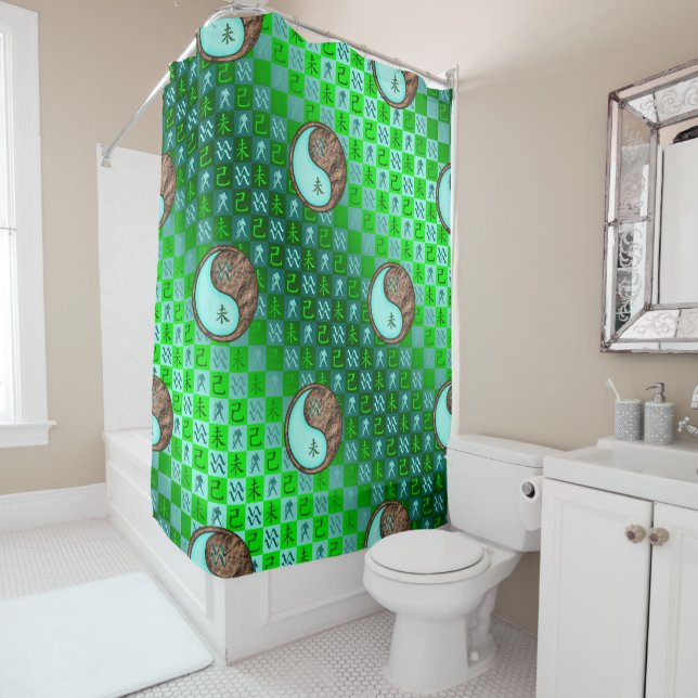 Aquarius & Earth Goat Shower Curtain (In Situ)