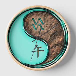 Aquarius & Earth Horse Clock