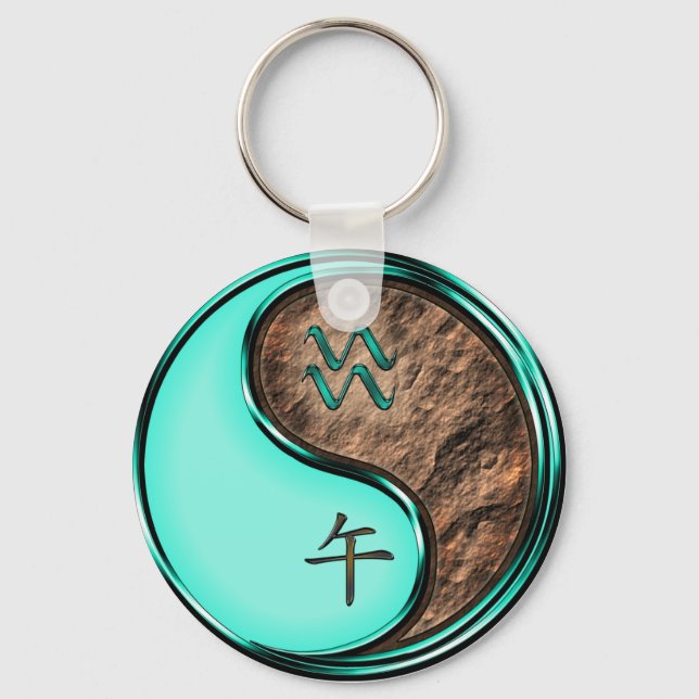 Aquarius & Earth Horse Key Ring (Front)