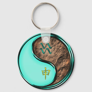 Aquarius & Earth Monkey Key Ring