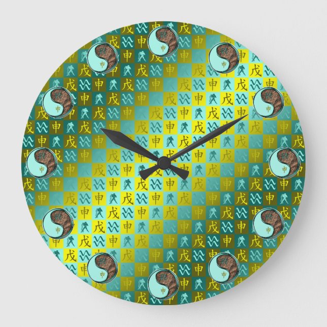 Aquarius & Earth Monkey Large Clock (Front)