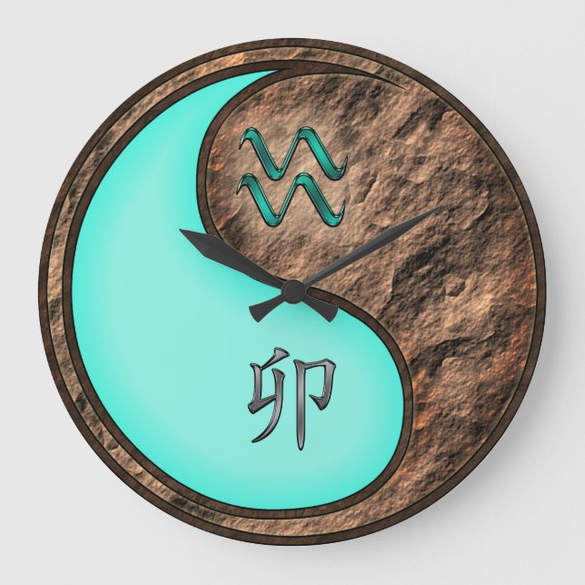 Aquarius & Earth Rabbit Large Clock (Front)