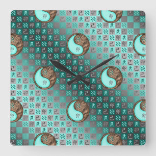 Aquarius & Earth Rabbit Square Wall Clock