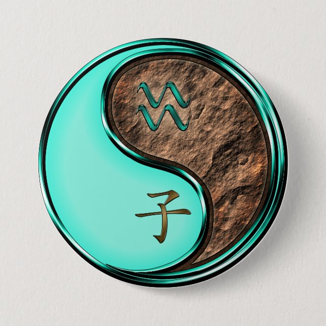 Aquarius & Earth Rat 7.5 Cm Round Badge (Front)