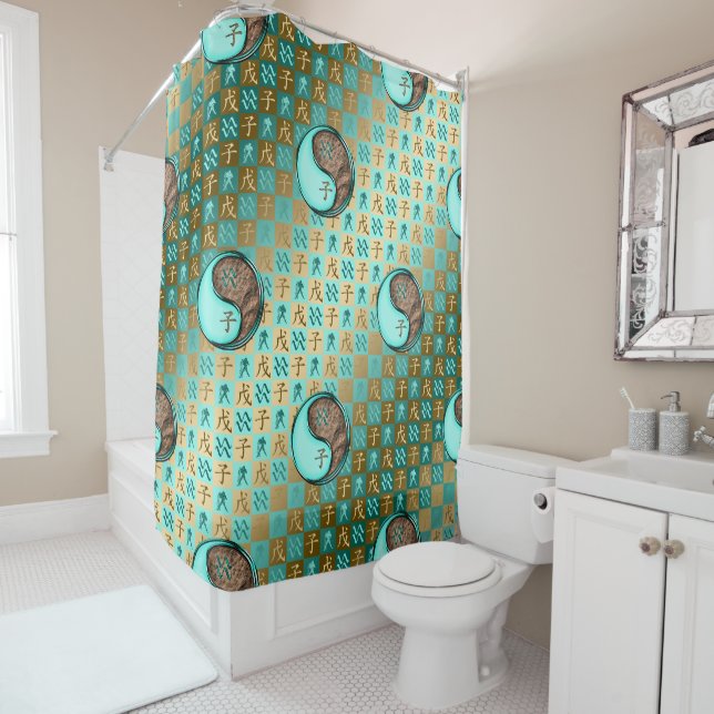 Aquarius & Earth Rat Shower Curtain (In Situ)