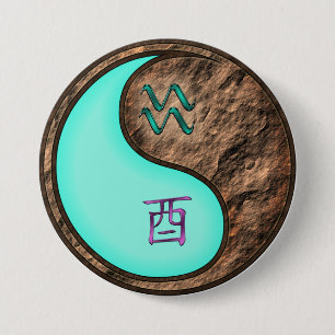 Aquarius & Earth Rooster 7.5 Cm Round Badge