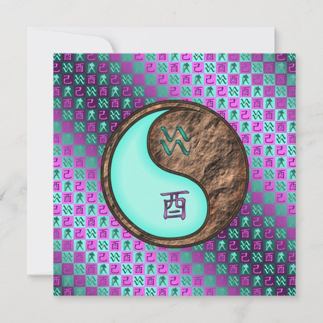 Aquarius & Earth Rooster Card (Front)