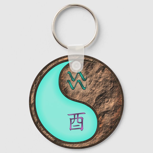 Aquarius & Earth Rooster Key Ring (Front)