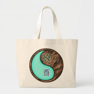 Aquarius & Earth Rooster Large Tote Bag