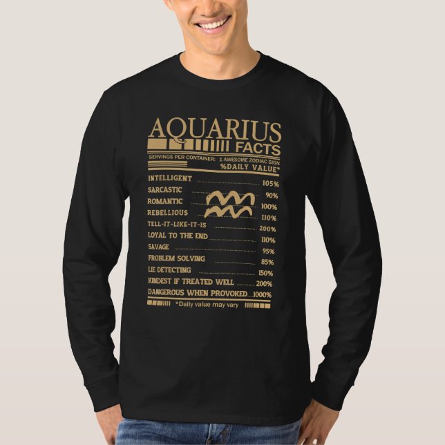 Aquarius Facts Servings Per Container 1 Awesome Zo T-Shirt (Front)