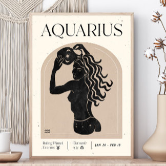 Aquarius Feminine Zodiac Poster 