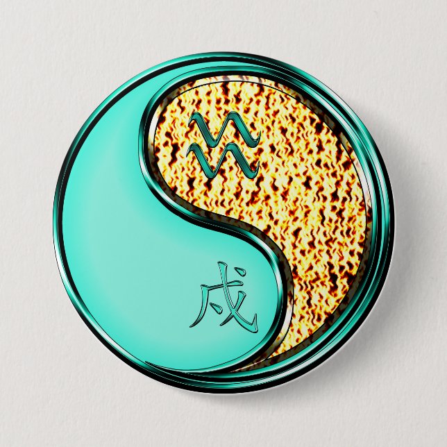 Aquarius & Fire Dog 7.5 Cm Round Badge (Front)