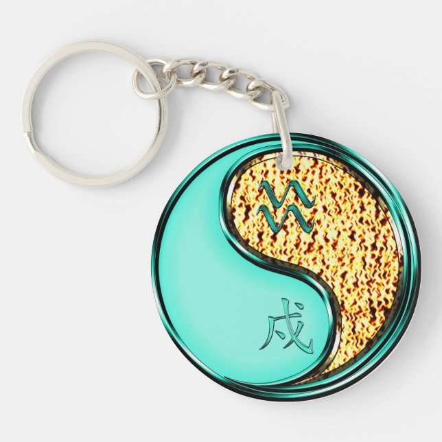 Aquarius & Fire Dog Key Ring (Front)