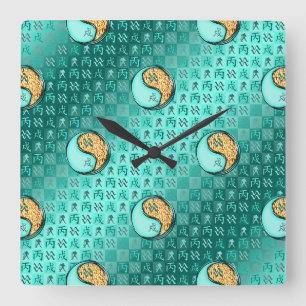 Aquarius & Fire Dog Square Wall Clock