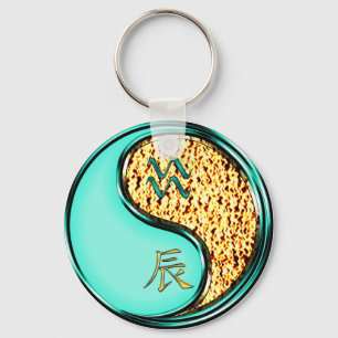 Aquarius & Fire Dragon Key Ring