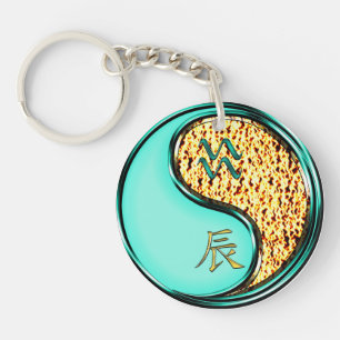 Aquarius & Fire Dragon Key Ring